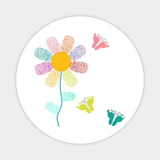 Colorful finger prints flower Magnet